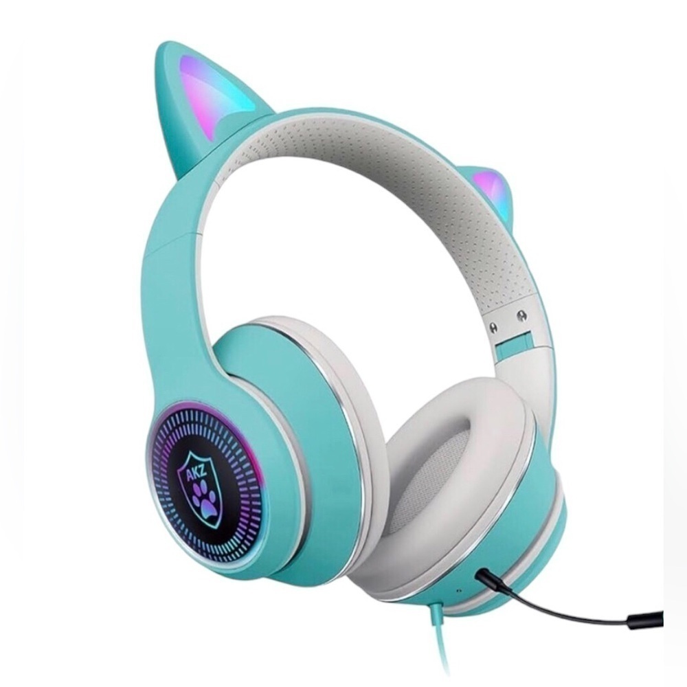 Vigros Kawaii Cat Ear Gaming Headphones Wired AUX 3.5mm LED Light New in Box